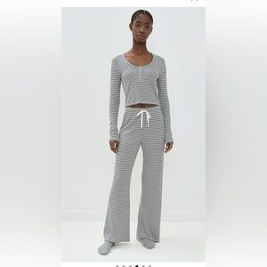 Z Supply Constance Striped Long Sleeve Crop Top and Lounge Pants